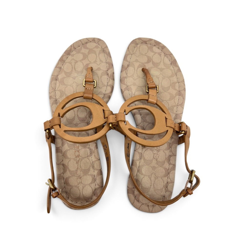 COACH WOMEN'S JERI LOGO MONOGRAMMED SIGNATURE SANDALS SADDLESTONE 5